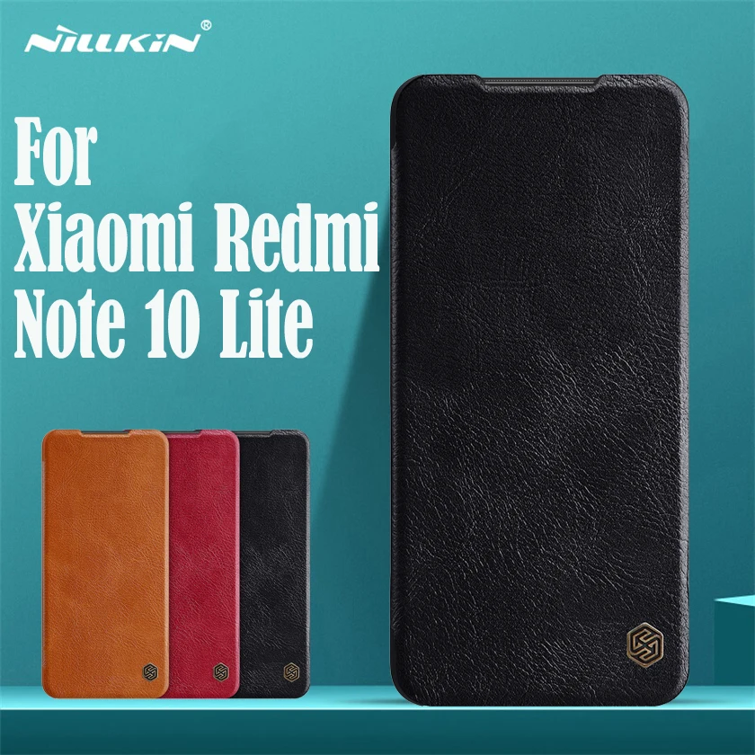 

Флип-чехол для Xiaomi Redmi Note 10 Lite Nillkin Qin, кожаный флип-чехол с кармашком для карт, чехол-книжка для Redmi Note10 Lite, чехлы для телефонов