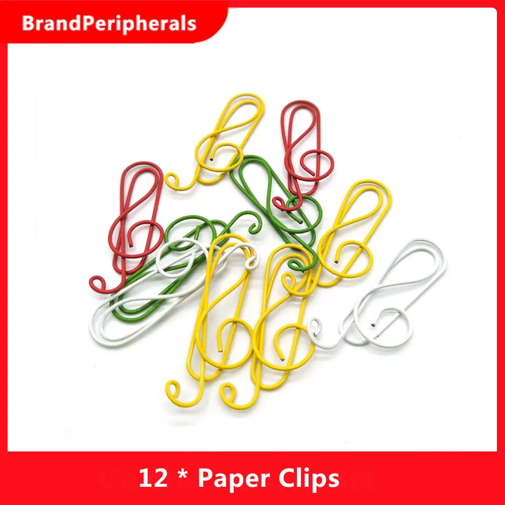 12 шт./корт. Цветные музыкальные фотобумажные зажимы металлические закладки файлы
