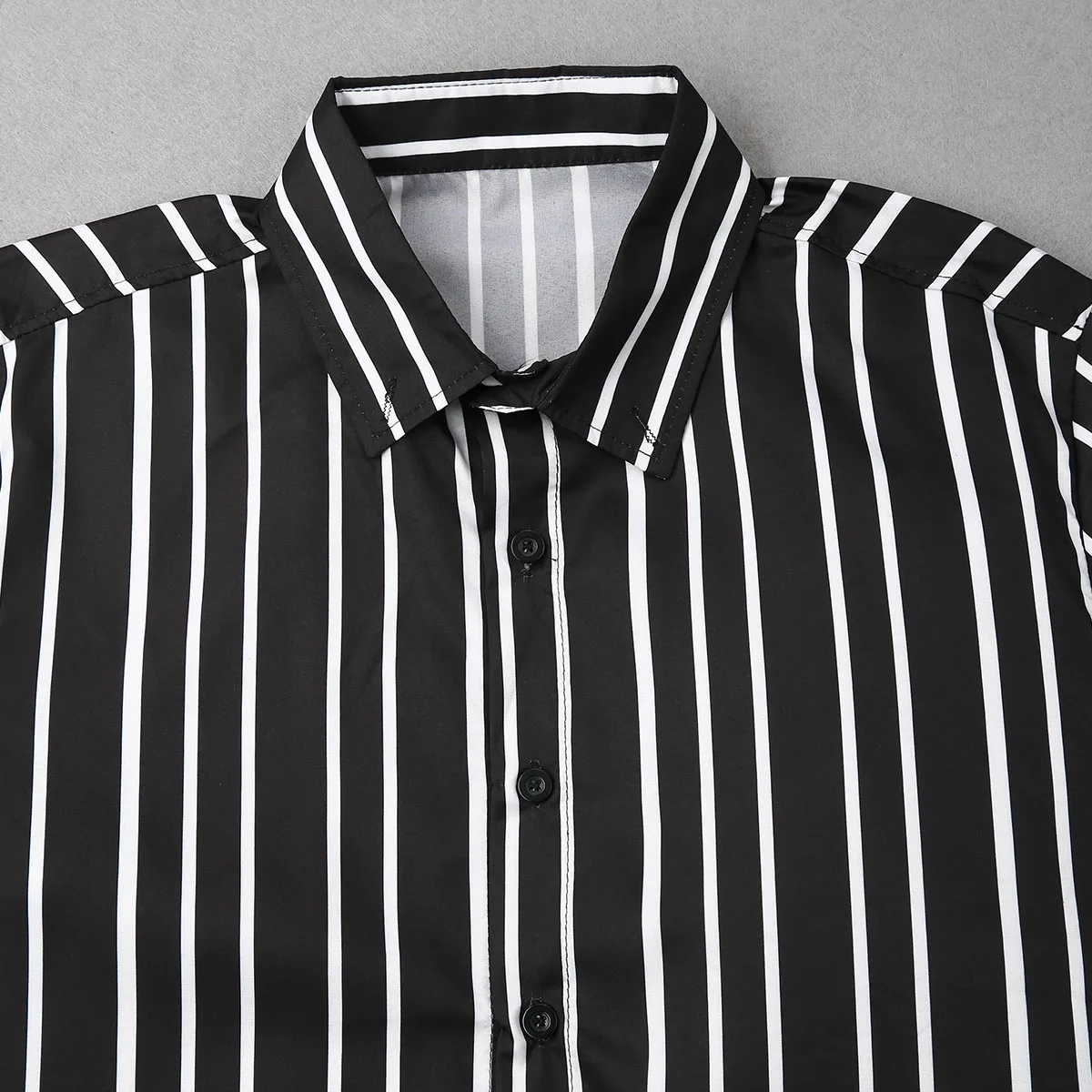 New Men Shirt Long Sleeve Casual Striped Button Turn-down Neck Fashion Slim Blouse Mens Tops | Мужская одежда