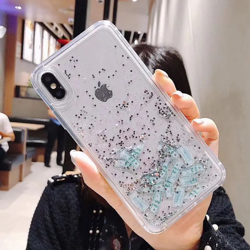 Чехол для iPhone 7 8 Plus XR XS Max 11 Жесткий из поликарбоната с блестками |