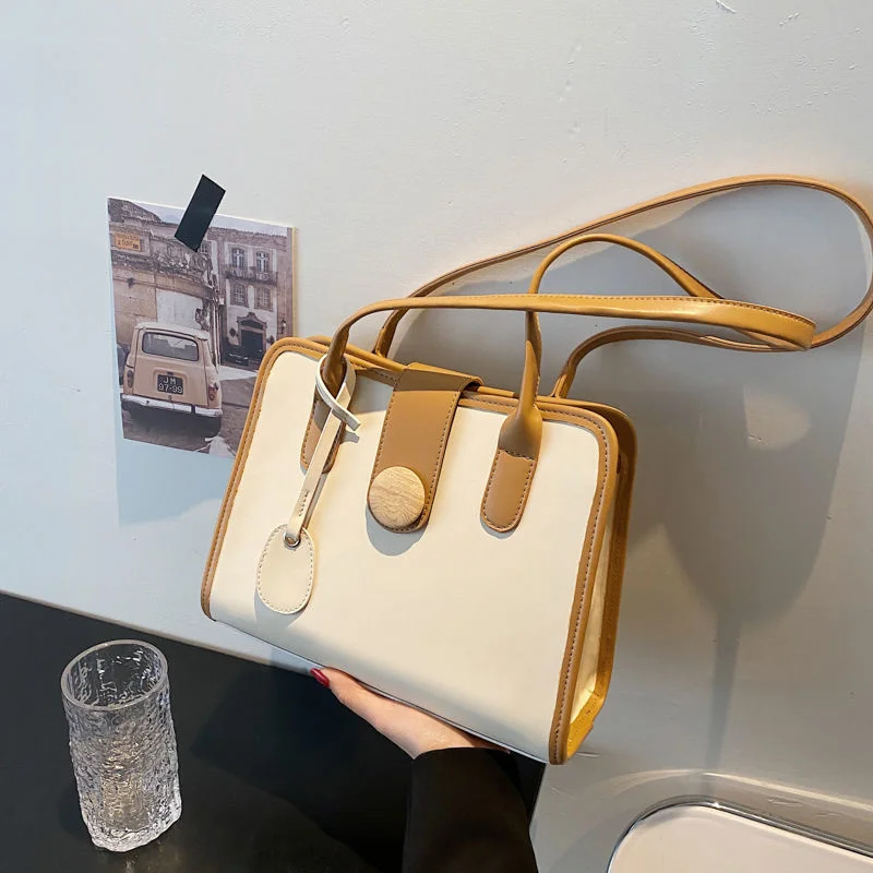 

2021 New Fashion Female Underarm Shoulder Bag Retro Durable Casaul Shopping Tote Top Color Block Handbags Designer French Bags