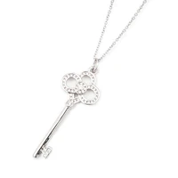 ms s925 pure silver inlay zircon classic rose gold roundles key necklace pendant lovers fashion jewelry gifts
