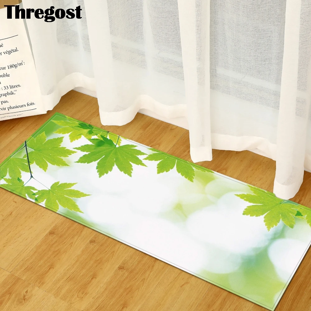 Зеленые длинные напольные коврики Thregost с живописным принтом Декор для дома