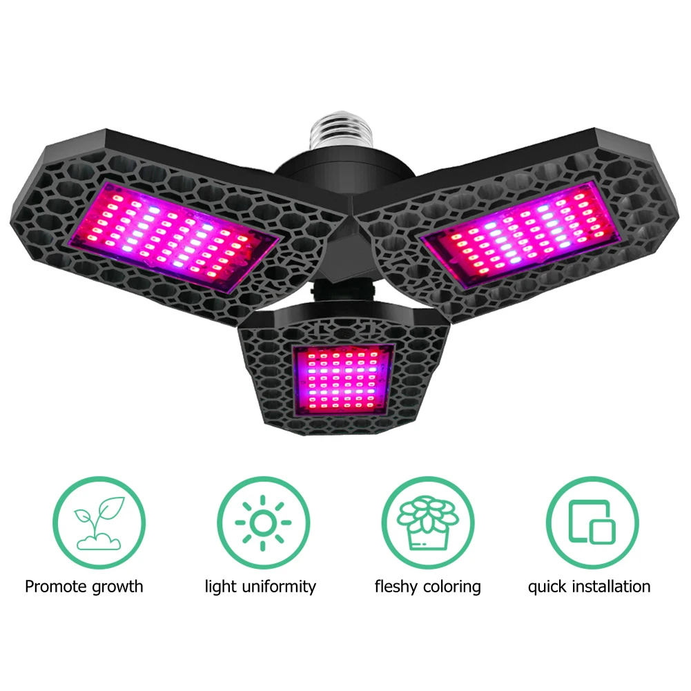 

E27/E26 LED Deformed Folding Plant Grow Light Seedling Red Blue Sunlight Full Spectrum Lamps Growbox Indoor Hydroponics Light