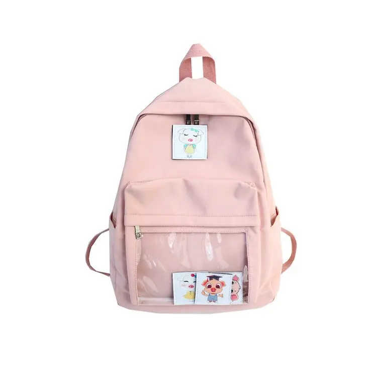 

College wind small fresh and lovely cartoon decorative backpack versatile pure color sweet lovely girl student schoolbag