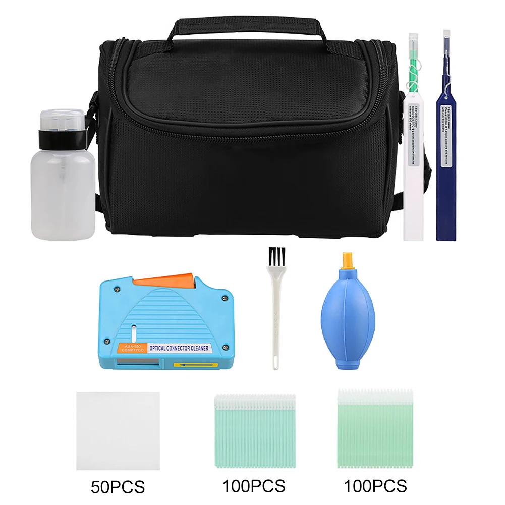 

For SC ST LC MU Connector Professional Fiber Optic Cleaning Kit One Click Durable Quick With Storage Bag Accessories Portable