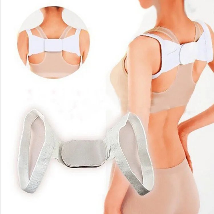 Белый Adjustable Back Posture Corrector Clavicle Spine Back Shoulder Lumbar Brace Support Belt Posture Correction Prevents Slouching - Цвет: Белый