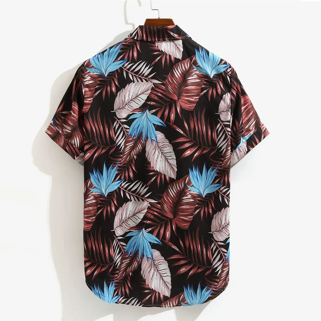 Рубашка мужская с принтом гавайская пляжная одежда Свободная Повседневная