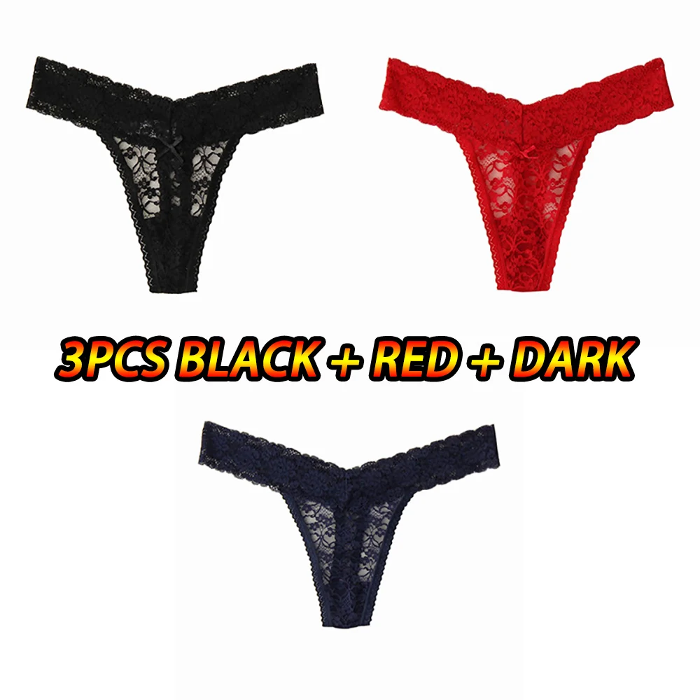 3 шт./упак. Для женщин сексуальные трусики-стринги комплект нижнего белья