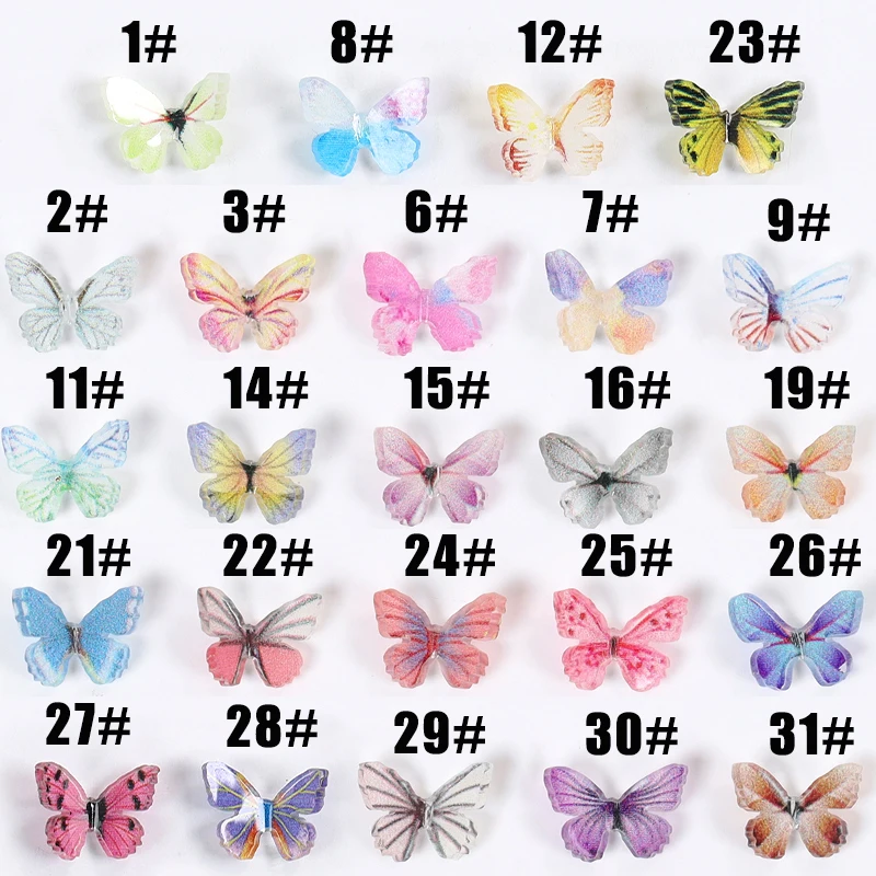 

30PCS 3D Colorful Butterfly Charm 18 Designs for Choose Nail Art Rhinestones Decoration Pixie Ornaments DIY Manicure Tips