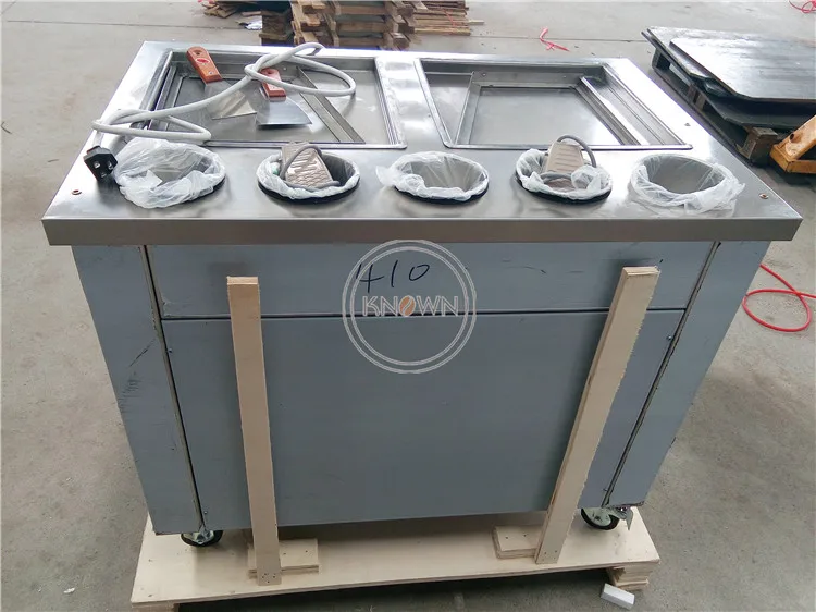 Высокое качество двойная квадратная сковорода с 5 баками жареное мороженое