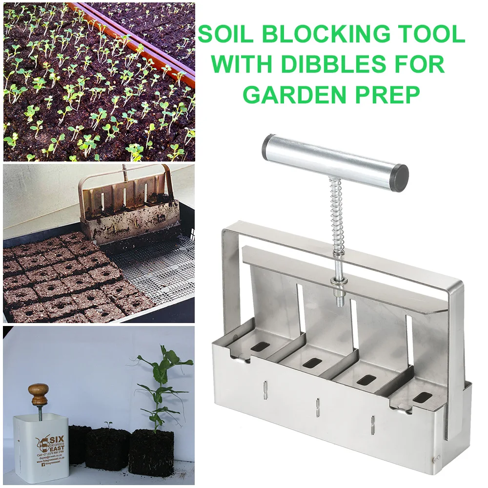 

Handheld Soil Blocker 2-Inch Soil Block Maker Soil Blocking Tool with Dibbles Dibbers for Garden Prep
