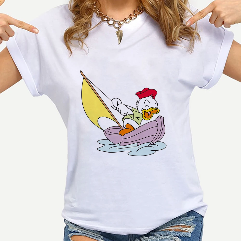 

Donald Duck Play In The Water Women's Fashion Shirts Kawaii 90s Harajuku Teen Cute Soft Girl Aesthetic Funny Disney Tshirt Femme