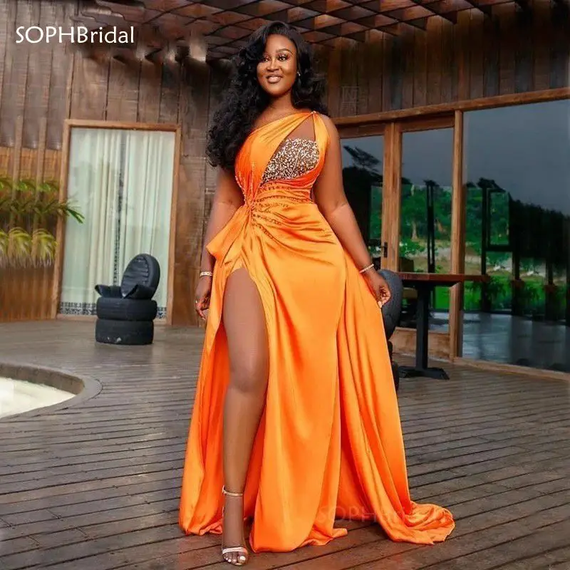 

Новое поступление платья русалки для выпускного вечера с высоким разрезом на одно плечо в африканском стиле с бисером плиссированные вечер...