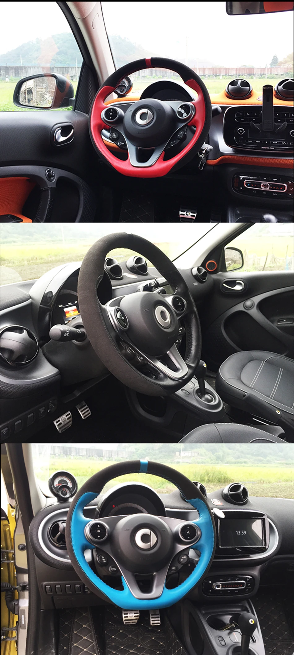 DIY чехол на руль для smart 453 fortwo forfour, очень мягкая кожаная оплетка на руль, аксессуары для интерьера