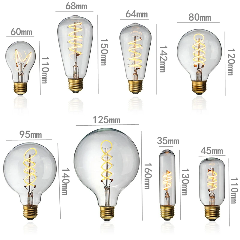 E27 Dimmable COB светодиодный винтажные Ретро промышленные лампы Эдисона для внутреннего освещения лампа накаливания AC110V