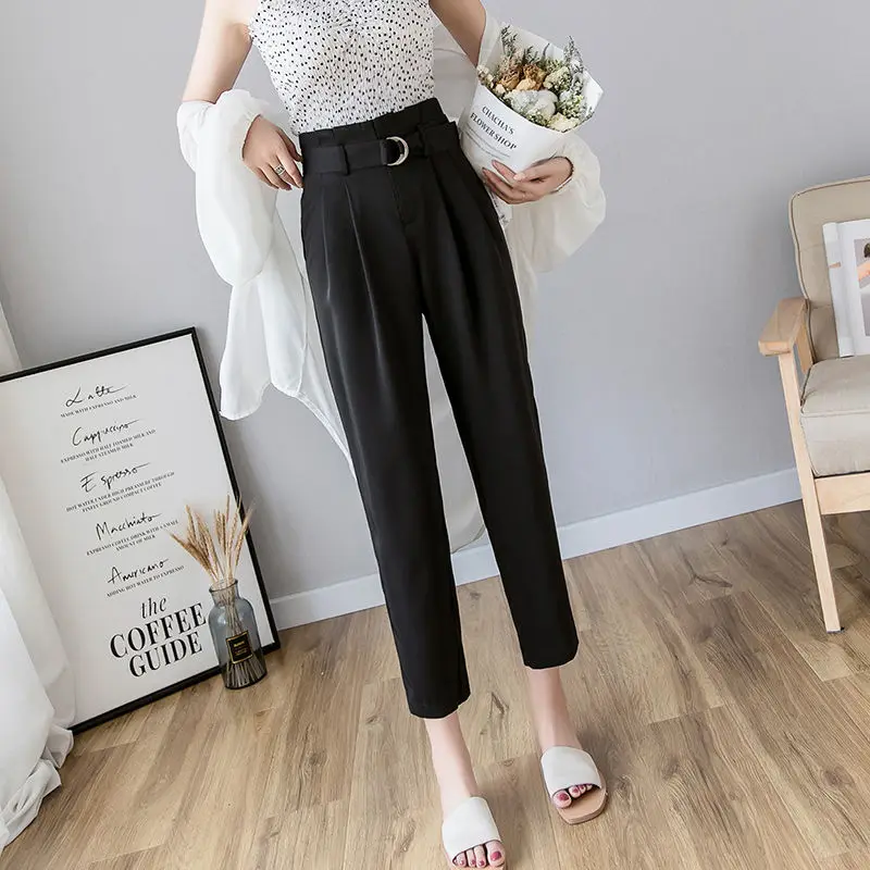 

High waist Harem Pants women's summer Korean style large size slim nine point casual versatile Leggings