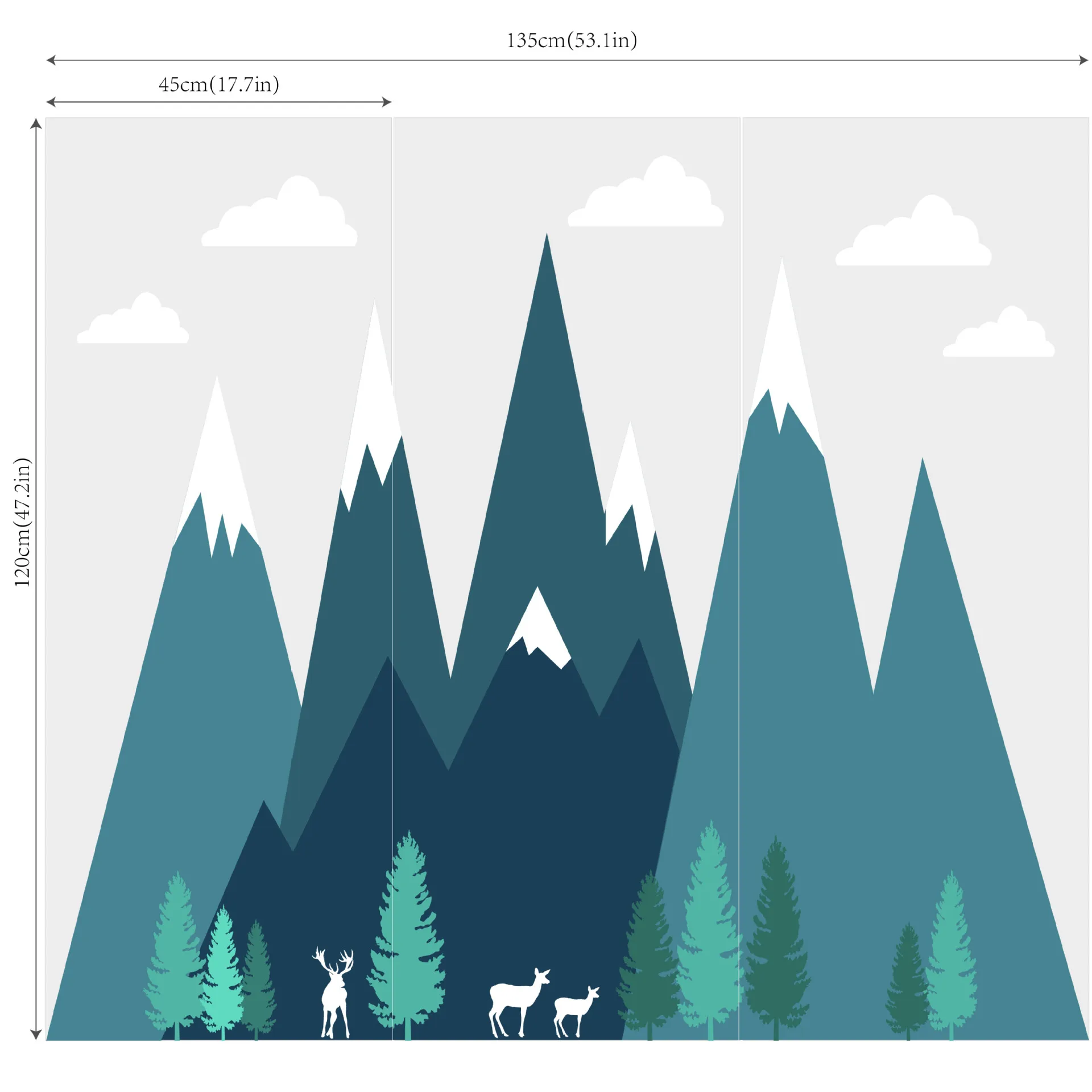 

Cartoon Mountains Wall Sticker Kids Room Decoration Bedroom Living Room Home Decal Cloud Bird Nursery Removable Vinyl