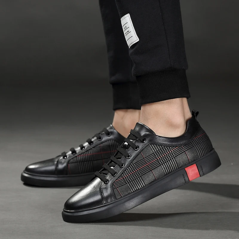 

Genuine Leather Shoes Men lace up Sneakers Men Fashion Simple White Shoes cow Leather oxfords Comforatble Soft Walking shoes men