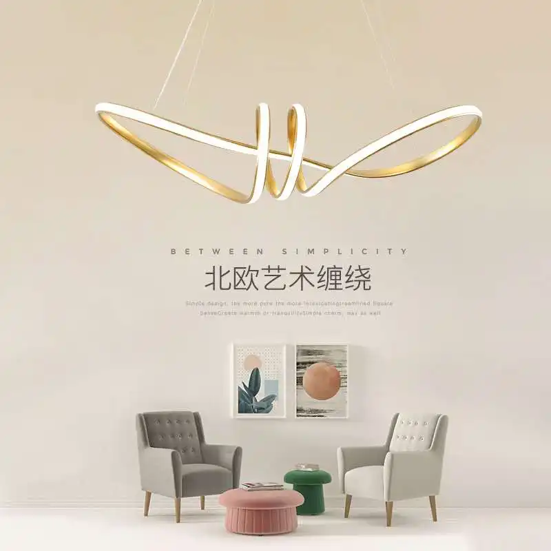 

Modern Hanging Light Restaurant Chandelier Nordic Art Minimalistic Creative Shop Bar Front Elongate Line Chandelier