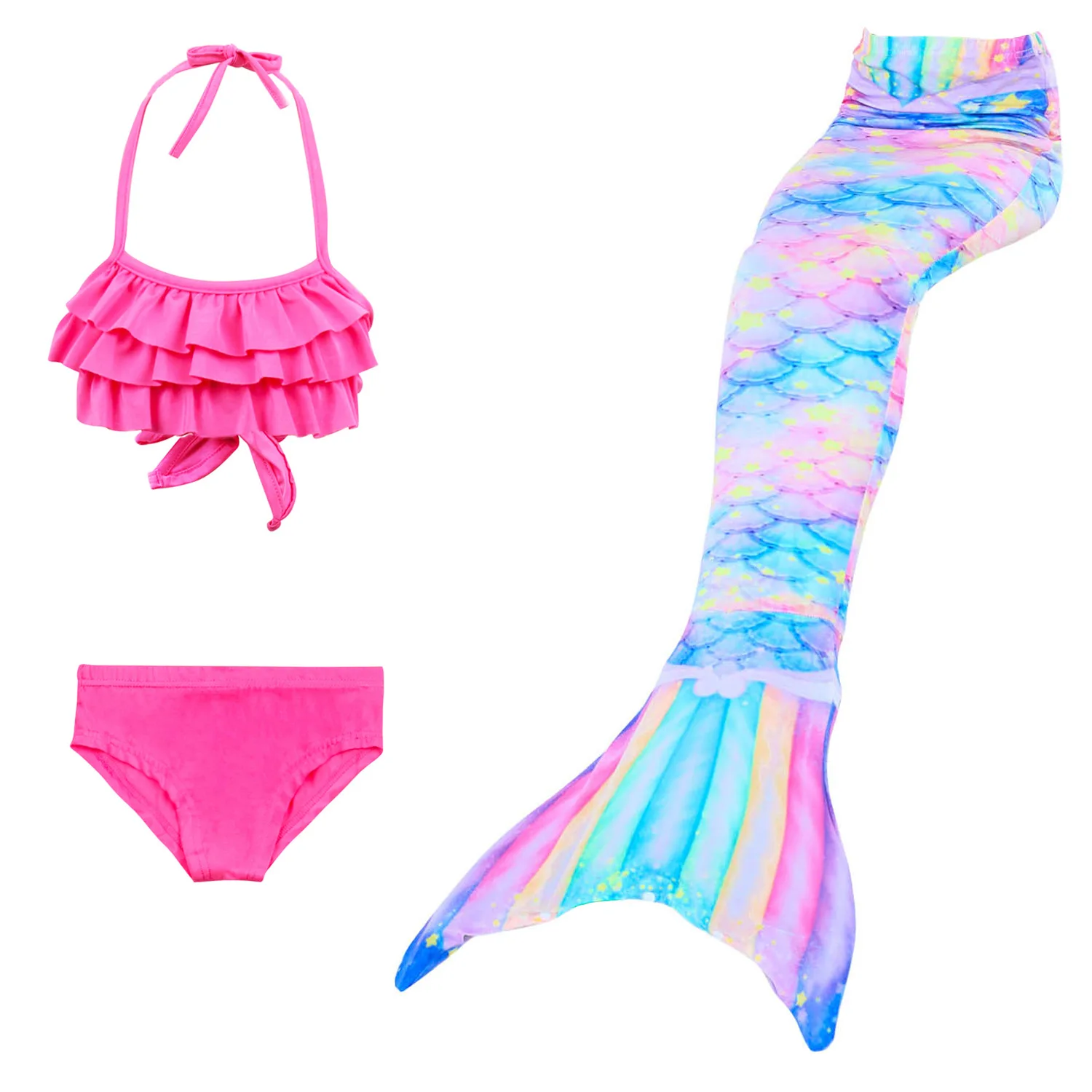 3PCS SET NO MONOFIN Детский купальный костюм; купальный костюм с хвостом русалки; карнавальные костюмы; купальный костюм для девочек; купальный костюм - Цвет: 3PCS SET NO MONOFIN