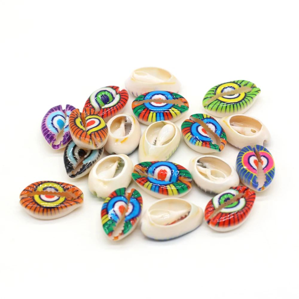 

10PCS Colorful Printing Flower Natural Shell Conch Loose Beads for Jewelry Making DIY Tribal Necklace Bracelet Accessories Gift