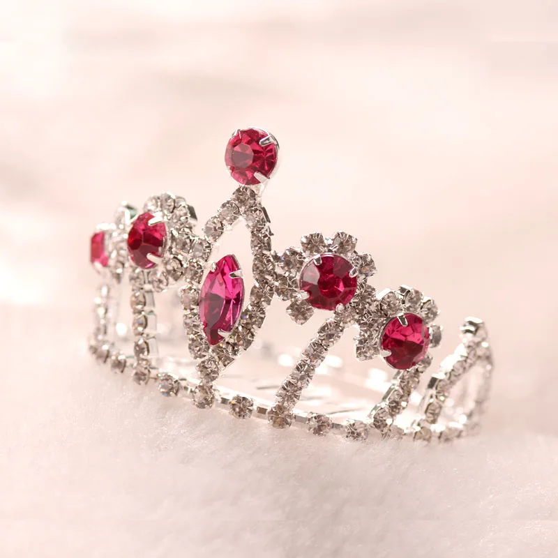 Миниатюрная тиара принцессы 4 см Ювелирное Украшение для волос с розовыми