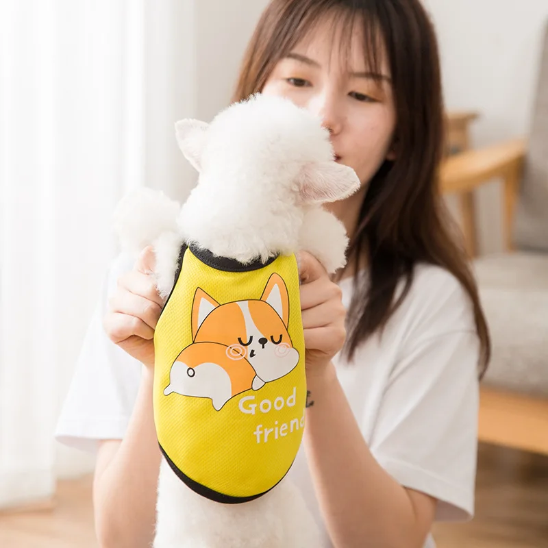 

Cute Catton Print Vest Cat Chihuahua Breathable Shirt Pet Dog Cat Clothes for Small Dogs Pet Puppy Clothing T-shirt for Yorkies