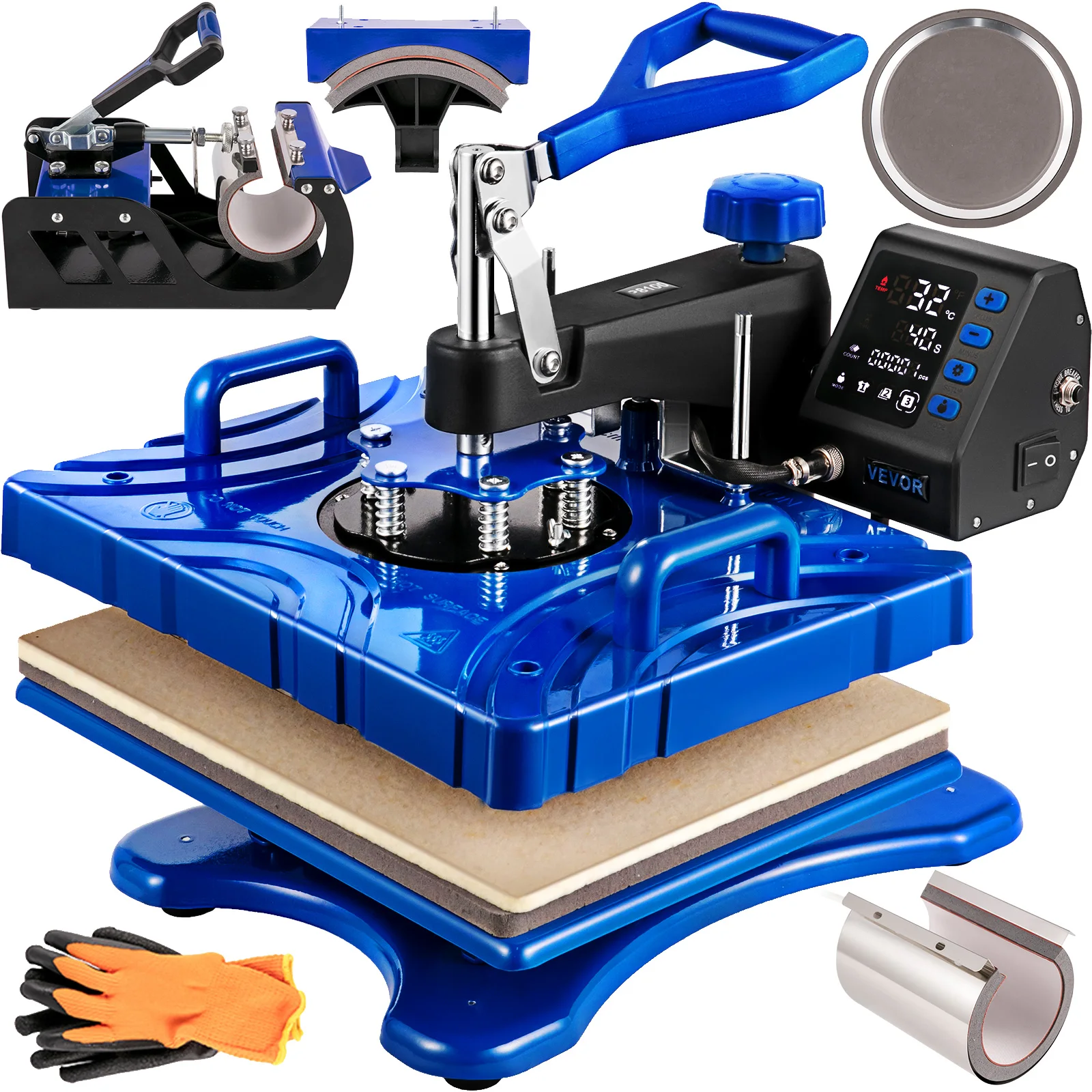 

VEVOR 12x15 дюймов термопресс сублимационная машина 6 в 1 многофункциональная двойная трубка нагрев обновленный цифровой светодиодный дисплей д...