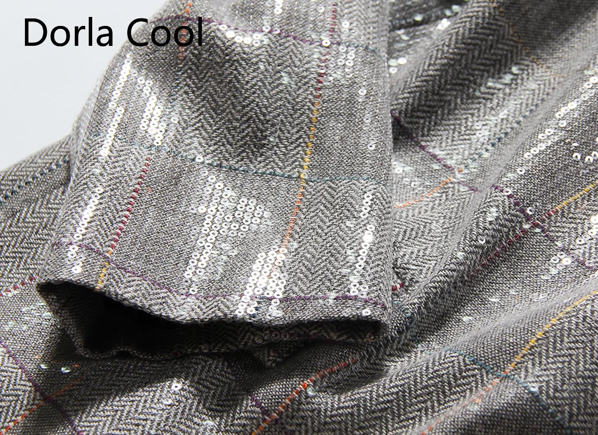

High Street England Women Luxury Sequins Blazers Bling Bling Plaid Chic Coats 2020 Designer Lady's Chic Office Jackets Outerwear