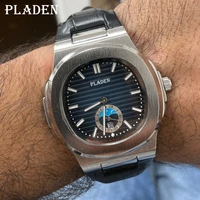 men watches pladen full steel modern luxury waterproof quartz luminous wrist watch aaa moon phase auto date business dive clocks