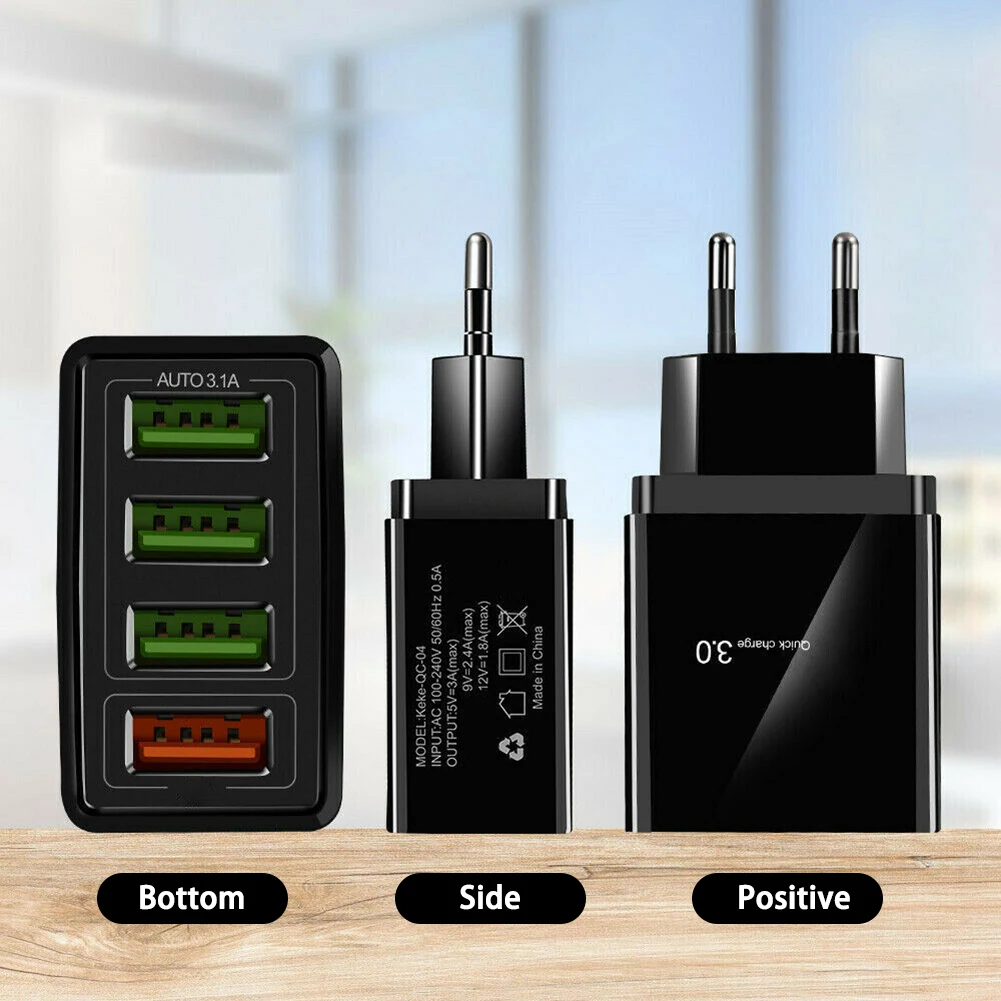 

4Ports QC3.0 Fast Quick Charge USB Hub Wall Charger Power Adapter US EU Plug
