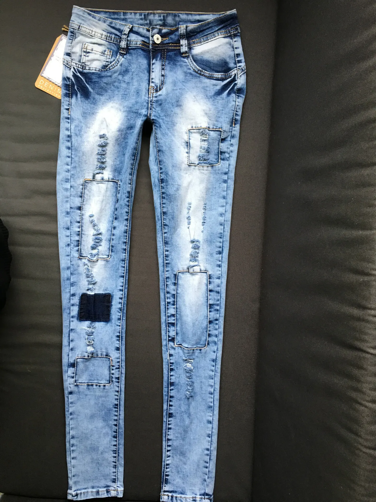 

Women Pants Zipper Ripped Jeans For Women High Waist Hole Long Pants Patch Jeans Women Straight Pencil Panst Plus Size Trousers