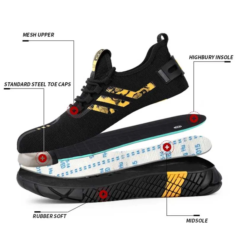 

2020 New running shoes Breathable Men Safety Shoes Steel Toe Work Boots Indestructible Shoes Puncture-Proof Work Sneakers Men