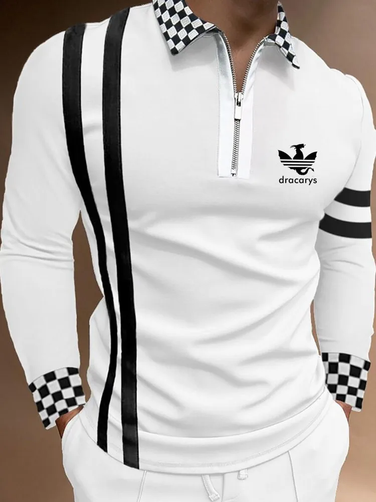 2022 New spring and autumn brand logo Men's Polo Shirt Brand long sleeveTees Man High Street Print Clothes Plus Size S-3XL | Мужская