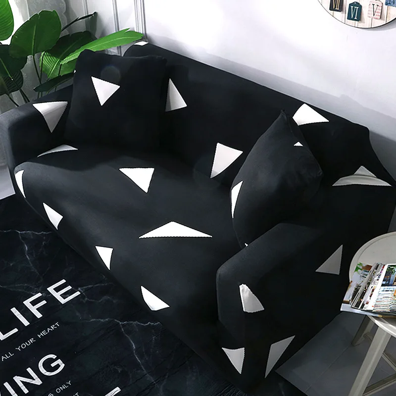 Эластичный свободный тканевый 3 местный угловой диван с противоскользящим