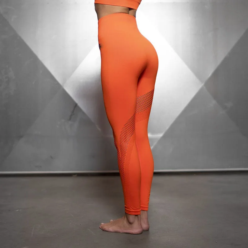 Hollow Out Seamless Sports Leggings High Waist Women Yoga Pants Super Stretchy Fitness Leggings Sports Wear For Women GYM Tights
