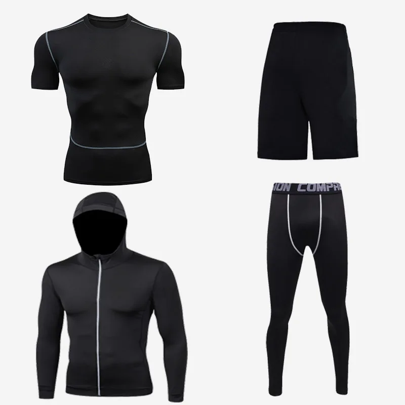 02-Short-Black Мужской мотоциклетный спортивный костюм для спортзала фитнес компрессионная одежда для бега спортивная одежда упражнения тренировка колготки - Цвет: 02-Short-Black