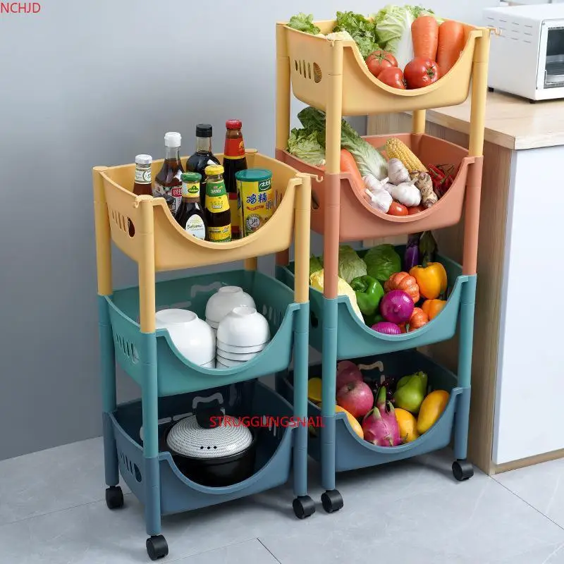 Kitchen Shelves Floor Multi-layer Fruit and Vegetable Shelf Supplies Vegetable Basket Storage Basket Toy Storage Rack