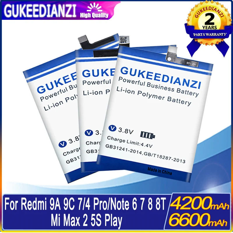 

Высококачественный аккумулятор для Xiaomi mi Play/Max2/5S/для Redmi 7/Go/4 Pro 4Pro/Note 6 7 8 8T Note7 Note6 Note8 Note8T/POCO M2 Pro 9A