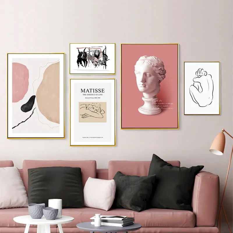 Mattis Линия искусства голова статуи Венера Милоса абстрактный эскиз ваучэ плакат и