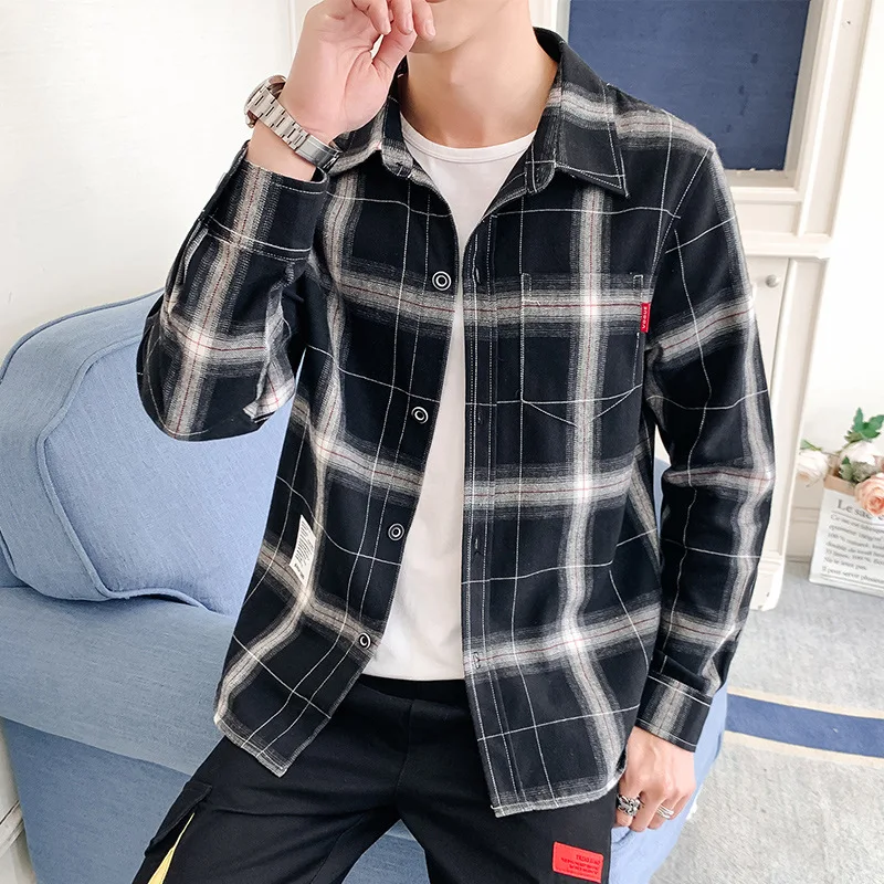 

The new 2021 cotton han edition leisure loose handsome men long sleeve shirt in the spring and autumn tooling shirt
