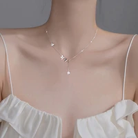 925 sterling silver shiny pendant butterfly necklace for women bowknot chain choker fine jewelry gift