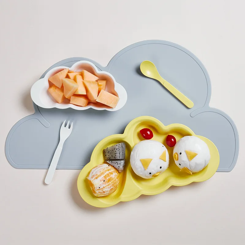 

Baby Tableware Plate Cloud Plate Eco-Friendly Toddle Anti-hot Training Bowl Children Feeding Dishes For Gift