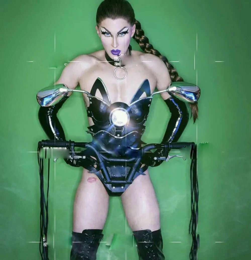 Костюм робота локомотива GOGO с черной технологией для ночных клубов на Хэллоуин и сценических танцев с сексуальной девушкой.