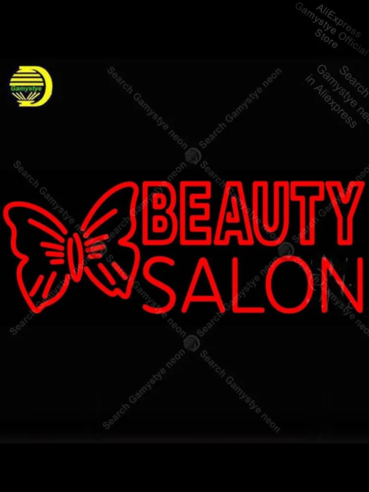 

Beauty Salon With Butterfly NEON LIGHT SIGN Neon Sign lamps Decorate business room GLASS Affiche Neon Mercury Lamps chicag cubs