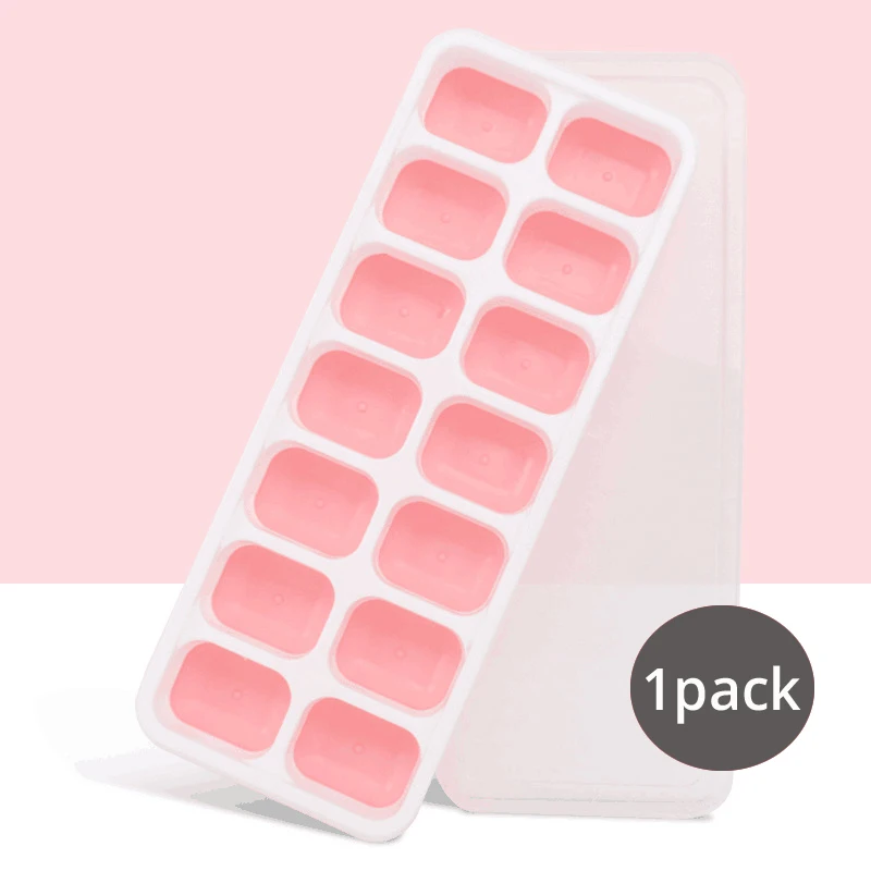 Square Pink Лоток для кубиков льда, легко снимаемые и гибкие силиконовые формы с влагостойкой съемной крышкой для изготовления кубиков льда, без бисфенола - Цвет: Square Pink