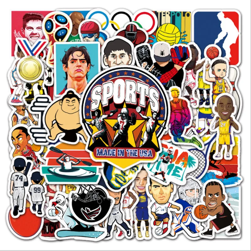 

50Pcs/Set Sports star Graffiti Waterproof Skateboard Travel Suitcase Phone Laptop Luggage Stickers Cute Kids Girl Toys