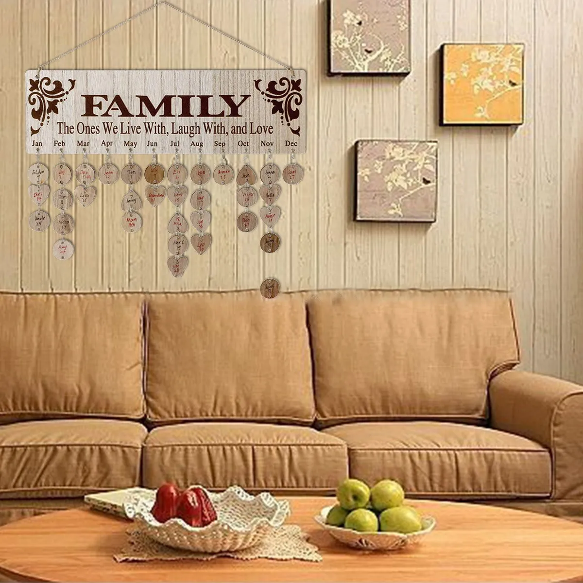 

Birthday Gift Family Birthday Calendar Hanging Board DIY Wood Calendar Board Reminder Handmade Wall Plaque Home Decor