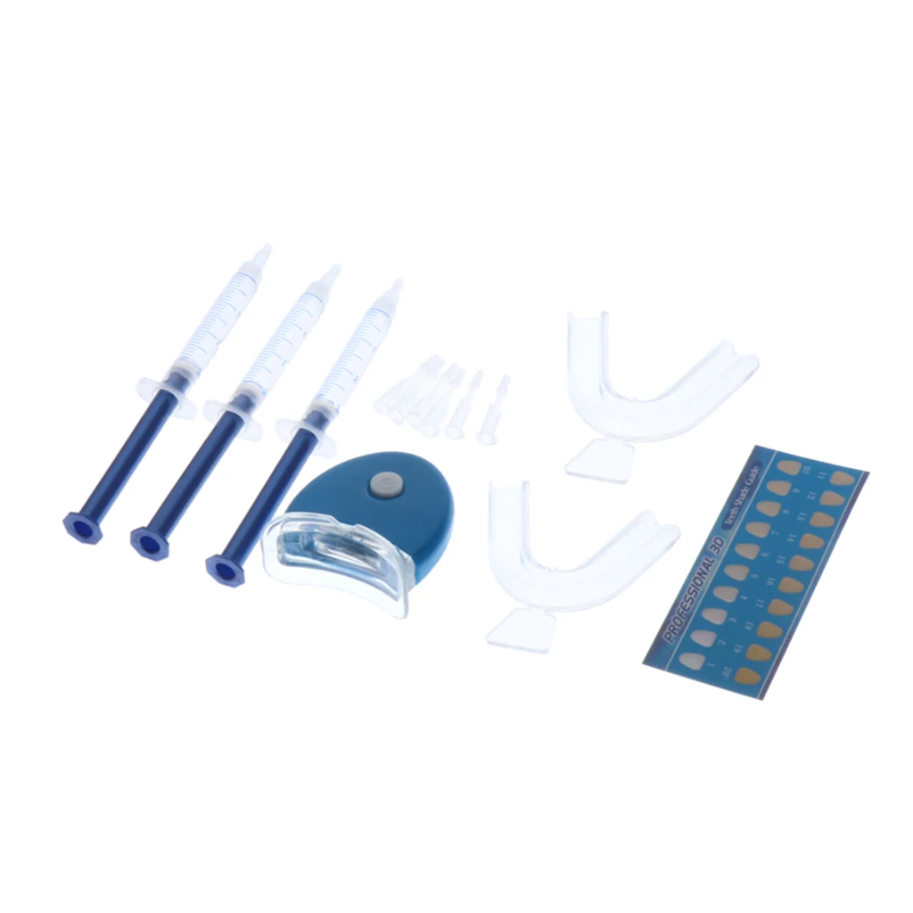

Pro Teeth Whitening Bleaching Gel Kit 3 Pcs Tooth Whitener Pen+ LED Light + Tray